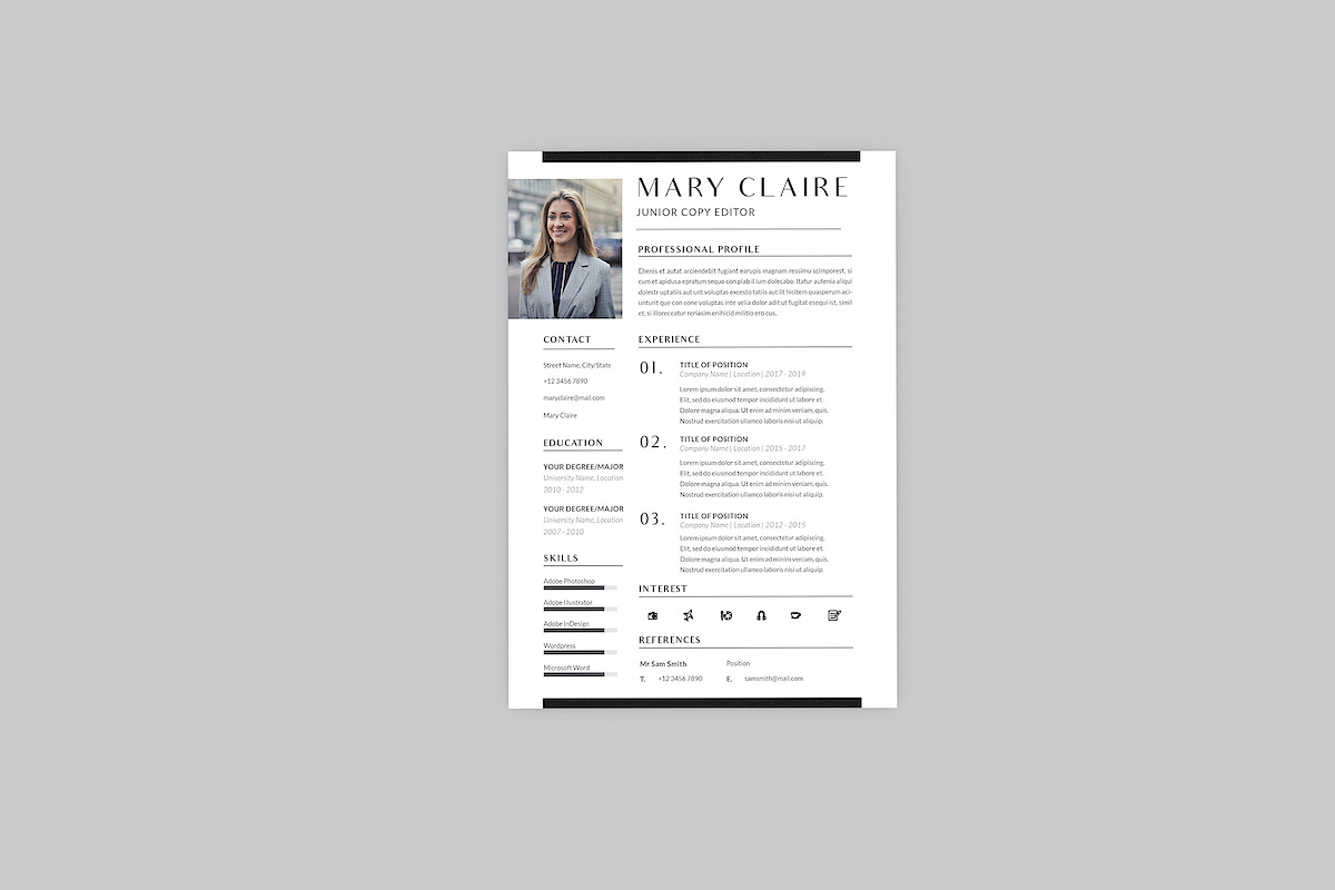 Junior Copy Editor Resume Designer, a Resume Template by AQR Studio
