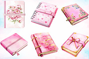 Watercolor Pretty Pink Planner PNG, an Illustration by Canvas Craft (Thumbnail 2 of 4)