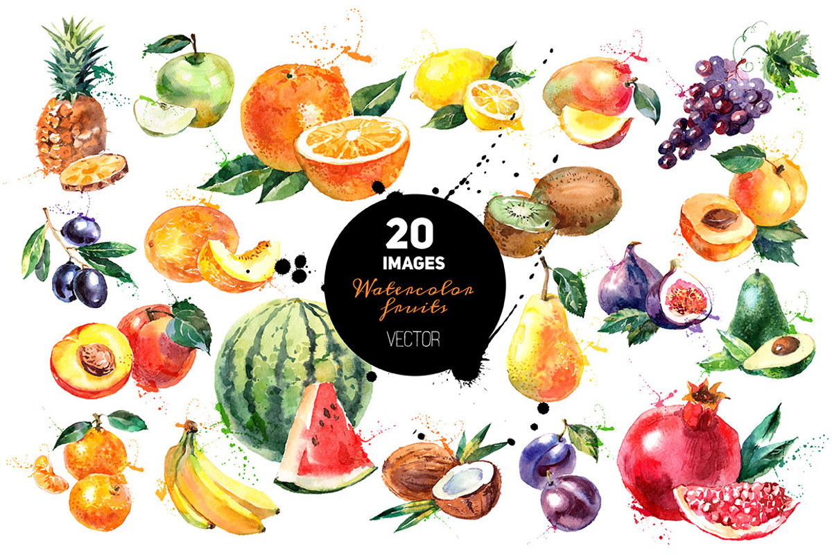 Watercolor Bundle Vector Set, a Food Illustration by Elena Pimonova (Photo 3 of 13)