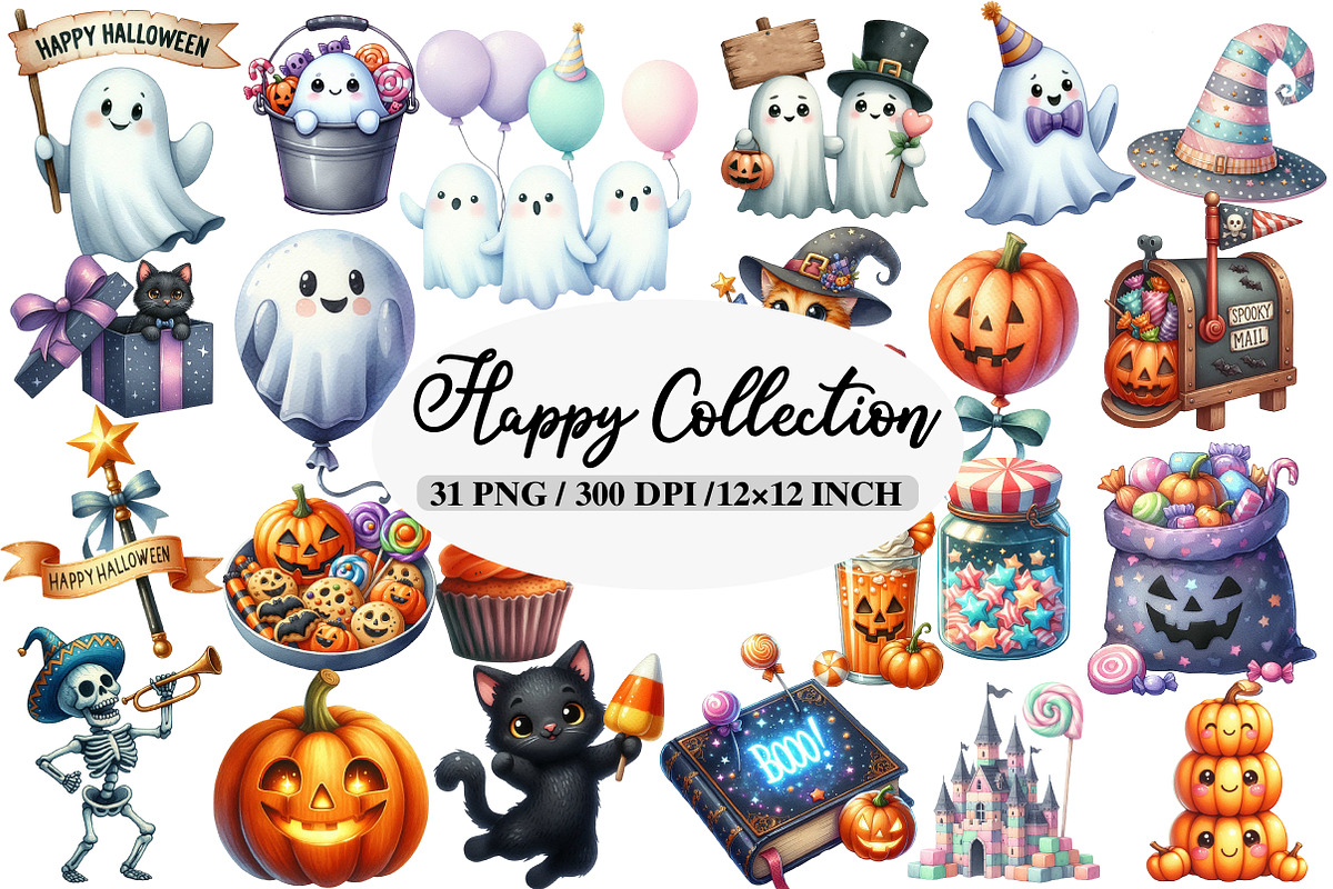 Happy Halloween Collection Clipart, an Illustration by Daily.Designs (Photo 1 of 5)