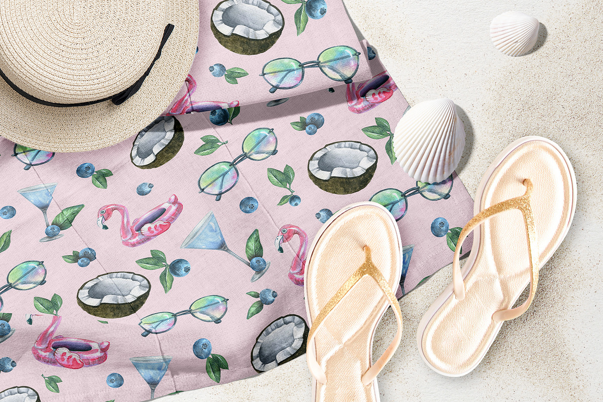 Beach Bar Watercolor Collection, a Pattern Graphic by NATASHA CHU (Photo 3 of 10)