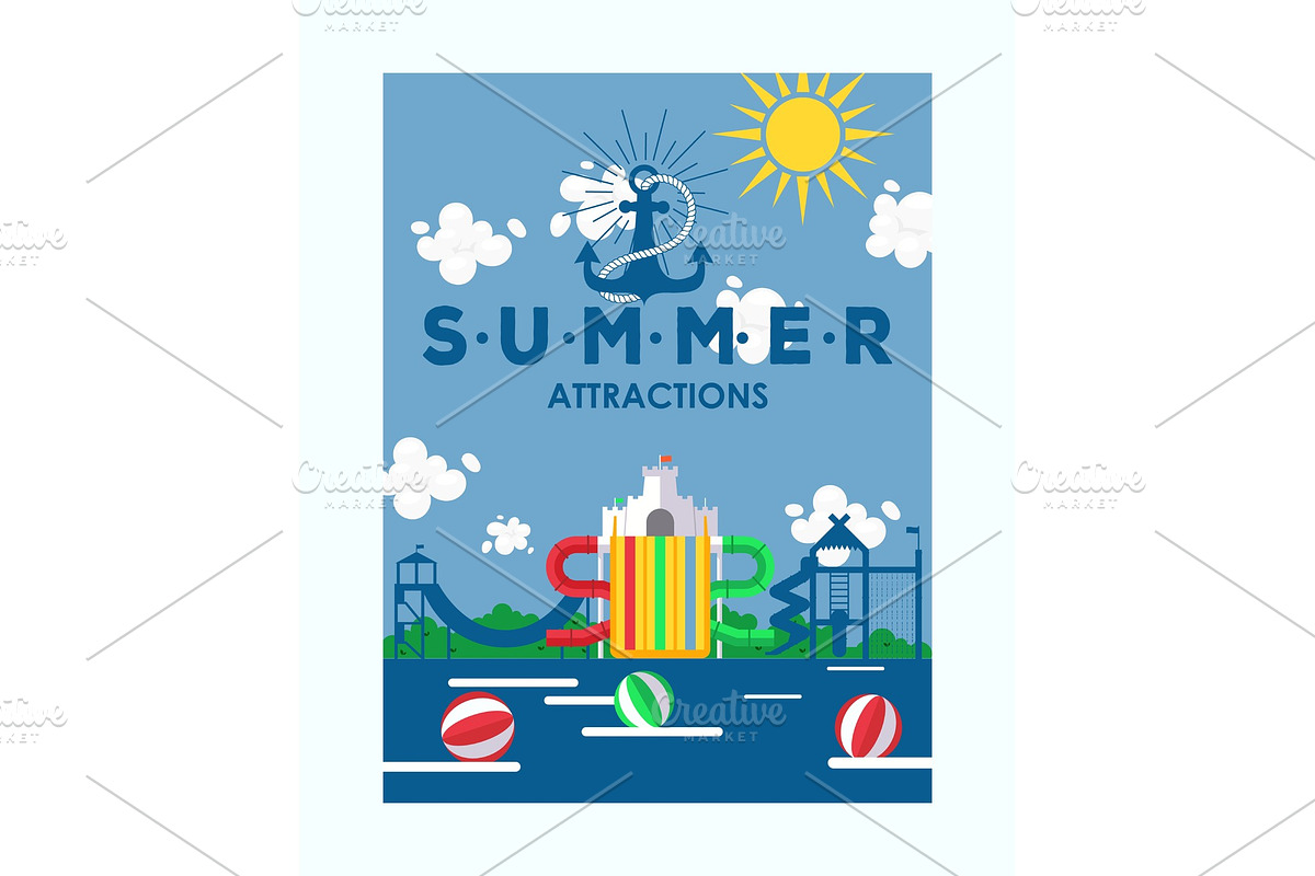 summer-attractions-water-park-poster-an-illustration-by