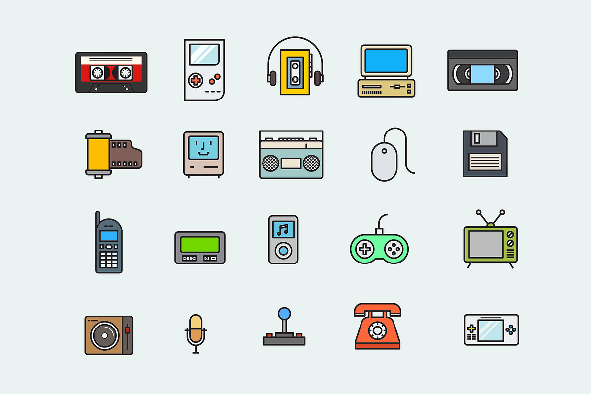 20 Retro Tech Icons, an Icon by Creative VIP