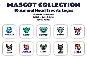 Mascot Collection Animal Head Logo, a Branding & Logo Template by Artnivora.Std