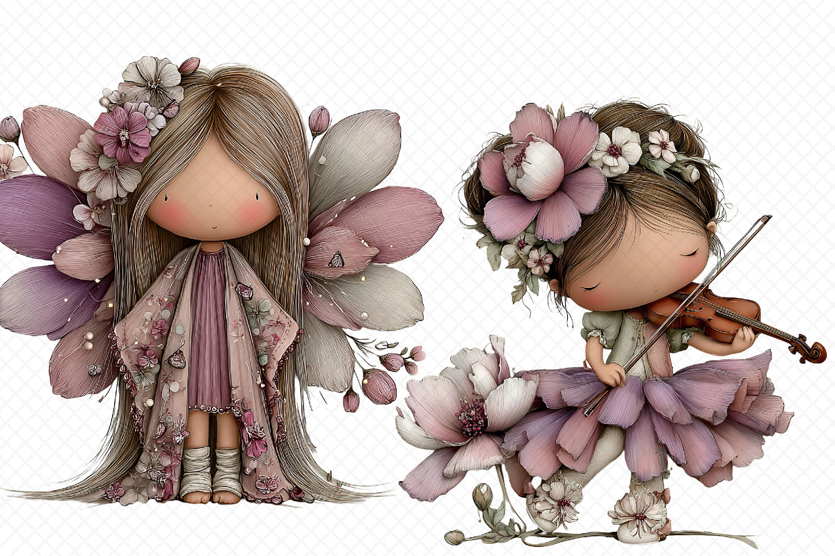 Cute Flower Fairy Clipart, an Illustration by cherrydesign (Photo 2 of 3)