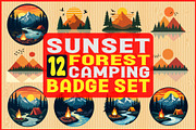 Sunset Forest Camping Badge Set, an Object Graphic by yasushie (Thumbnail 1 of 13)