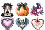 Watercolor Sepia Coquette Halloween, an Illustration by Craft Nest (Thumbnail 2 of 6)
