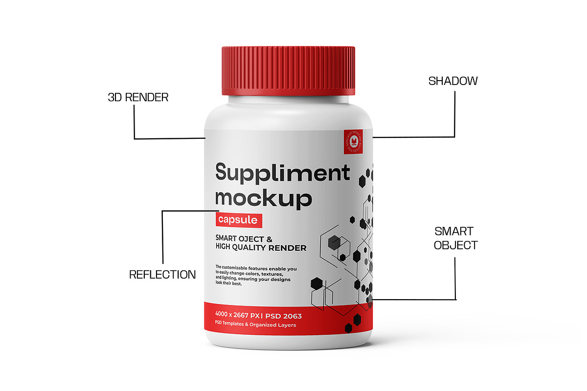 Medical Supplement Bottle Mockup, a Packaging Mockup by Ram Studio LLC (Photo 15 of 15)