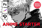 ANIME STARTER BRUSHES - PS / CSP Pro, a Brush Add-On by Manga Brush (Thumbnail 1 of 6)