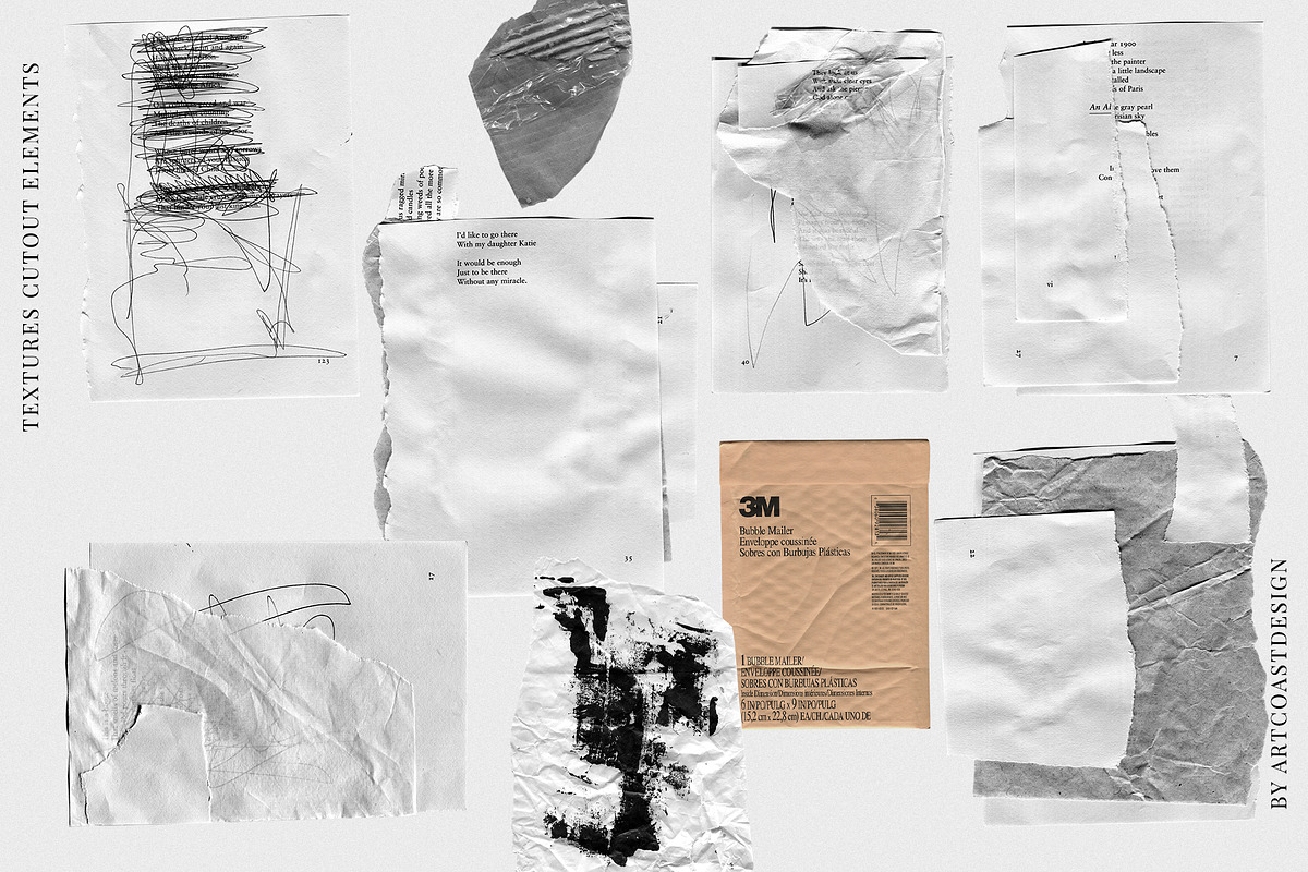 Grunge Paper Collage & Scribbles, a Texture Graphic by nadispasibenko (Photo 8 of 16)