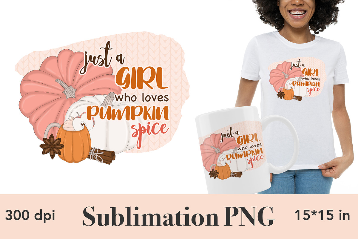 Just A Girl Who Loves Pumpkin Spice, a Seasonal Illustration by GlamArtZhanna (Photo 3 of 3)