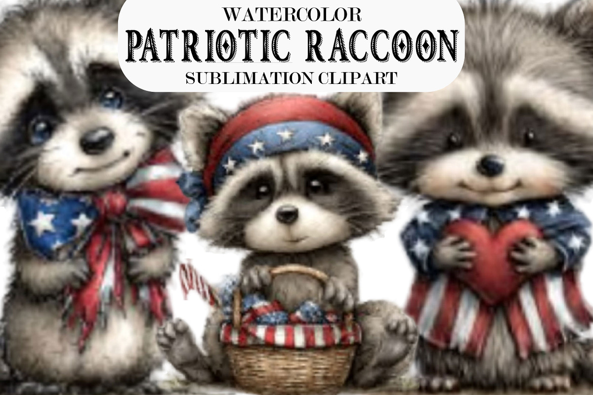 Patriotic Raccoon PNG Clipart, an Animal Illustration by Designking (Photo 1 of 5)