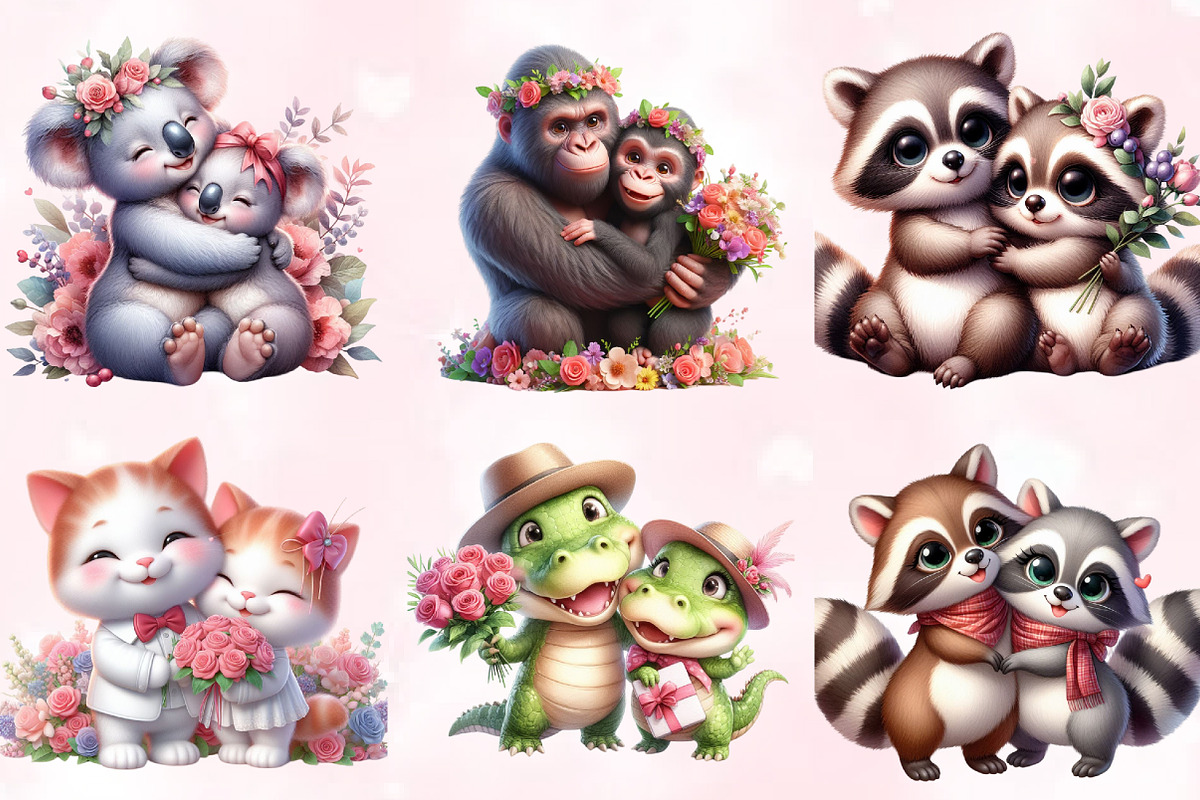 Romantic Couple Animals Clipart, an Animal Illustration by Craft Nest (Photo 3 of 5)