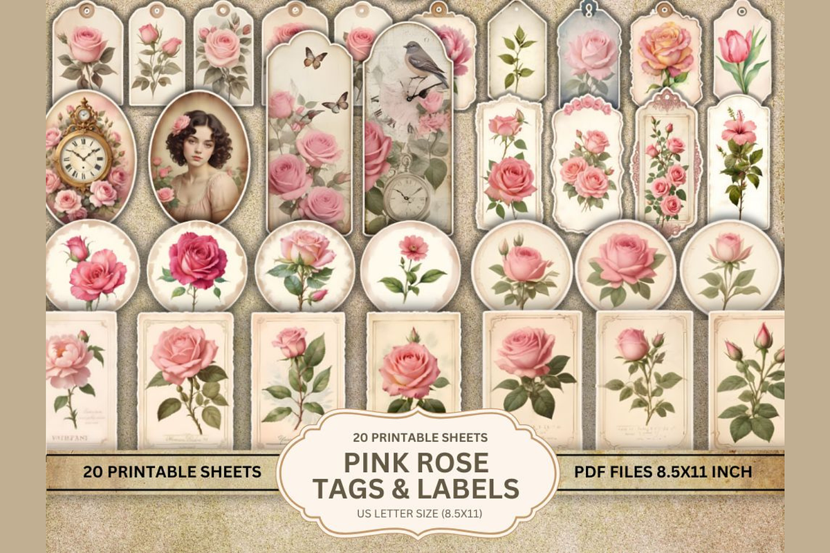 Shabby Chic Pink Roses Journal Pages, a Decorative Illustration by Coral Beauty (Photo 1 of 5)
