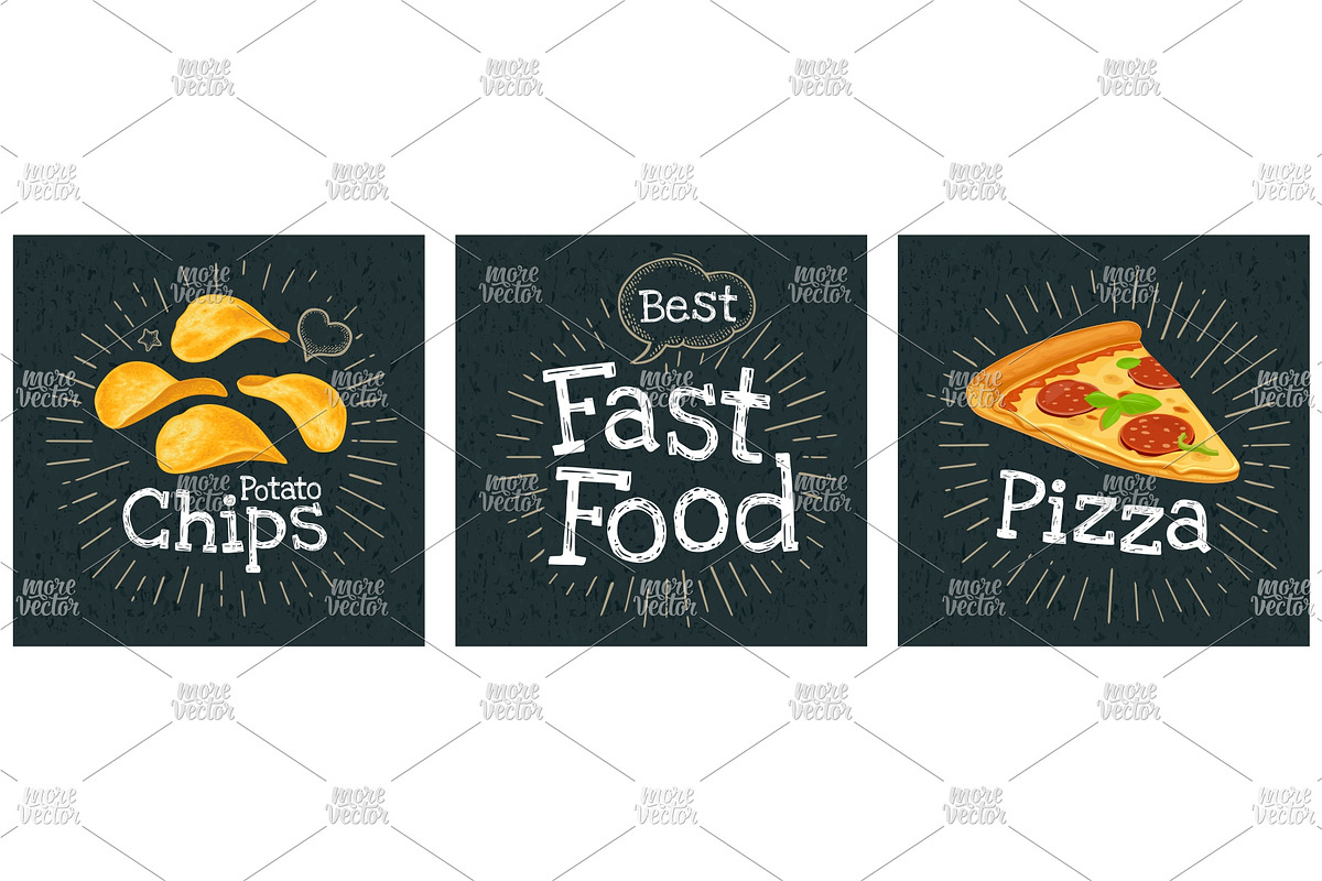 Set fast food banner illustration, a Food Illustration by MoreVector (Photo 3 of 4)