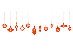 Balls icons. Hanging Christmas toys