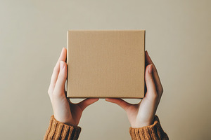 Blank square box in hands, a Photo by Pavel_design