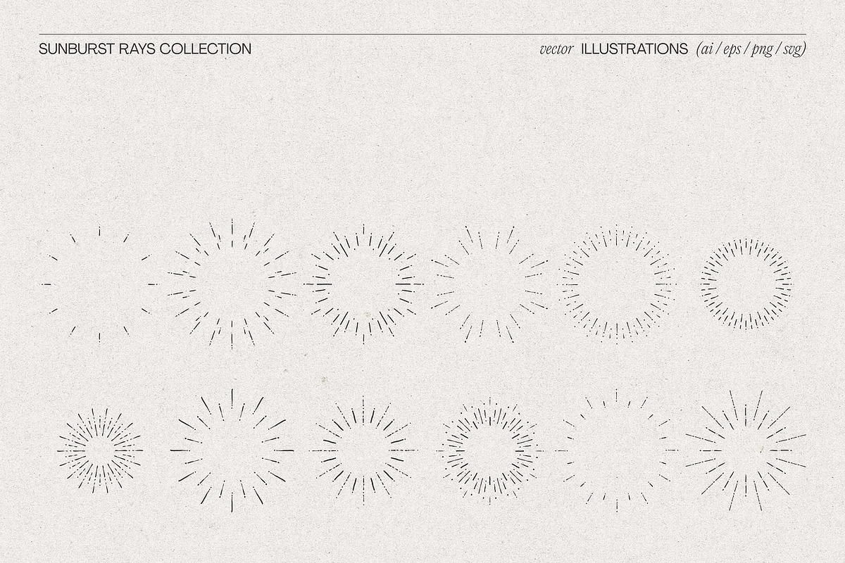 Vintage Sunburst Rays Collection, a Decorative Illustration by TheMountBirdStudio (Photo 4 of 5)