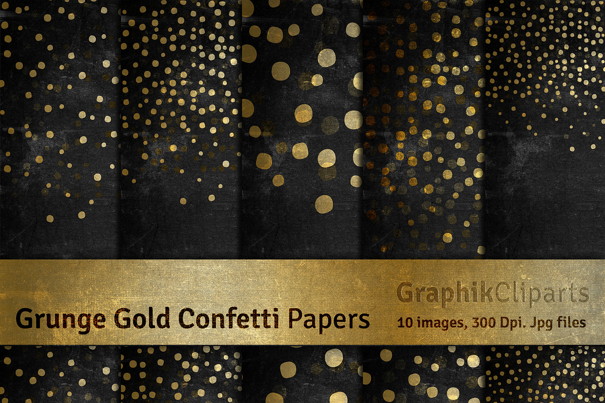 Grunge Gold Confetti Digital Papers, a Texture Graphic by Chus Moreno Studio (Photo 1 of 2)