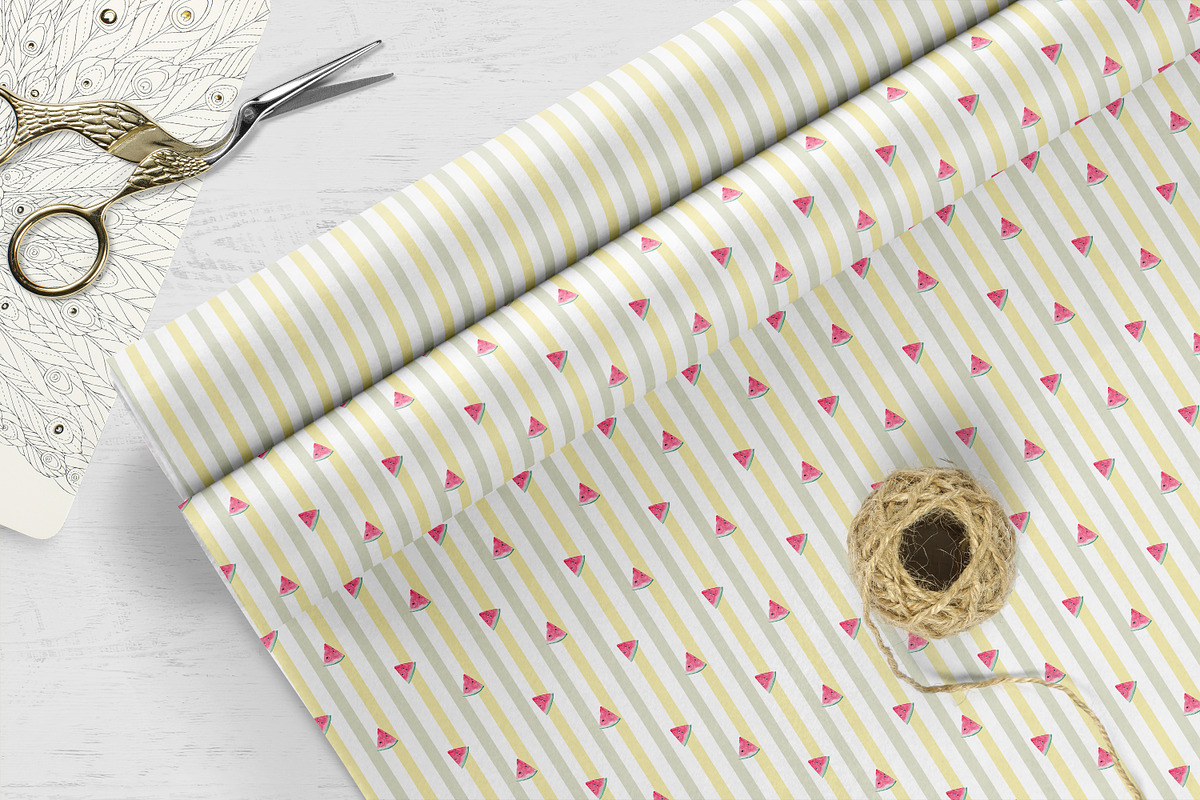 Watercolor Watermelon Patterns Set, a Pattern Graphic by Oksana Dovhopol Art (Photo 9 of 11)