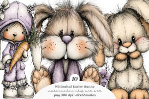 Whimsical easter bunny clipart, an Illustration by SinaCreation