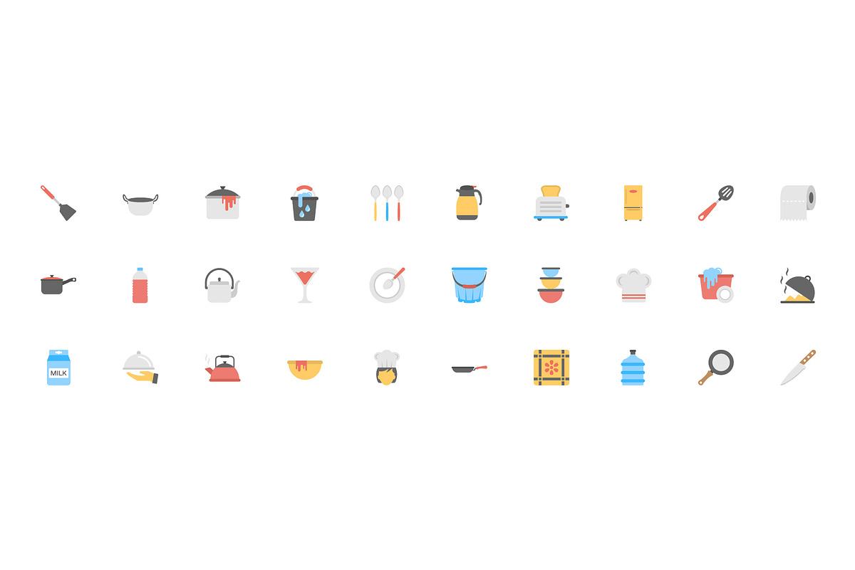 100 Kitchen Utensils Flat Icons, a Duotone Icon by Creative Stall (Photo 3 of 3)