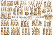 Hand-Drawn Easter Bunnies Clipart, an Illustration by Designworld (Thumbnail 1 of 7)