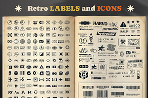 Retro Industrial Labels and Icons, an Object Graphic by Aure Design