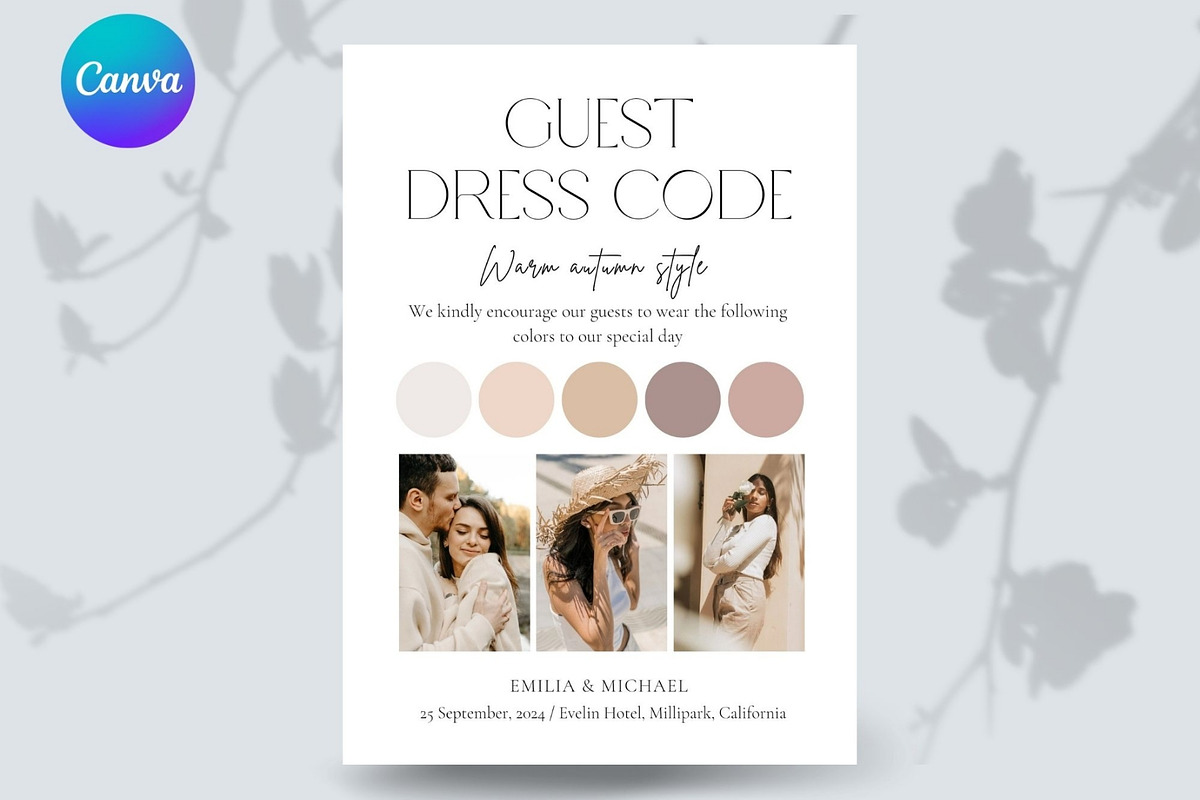 Guest dresscode with photo card, a Stationery Template by EvaTemplates (Photo 5 of 7)