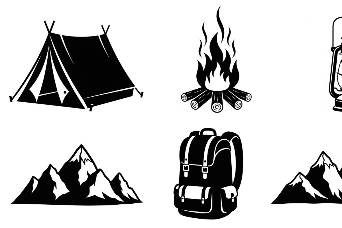 Camping Adventure Silhouette Icon, an Illustration by Artivon (Photo 50 of 51)