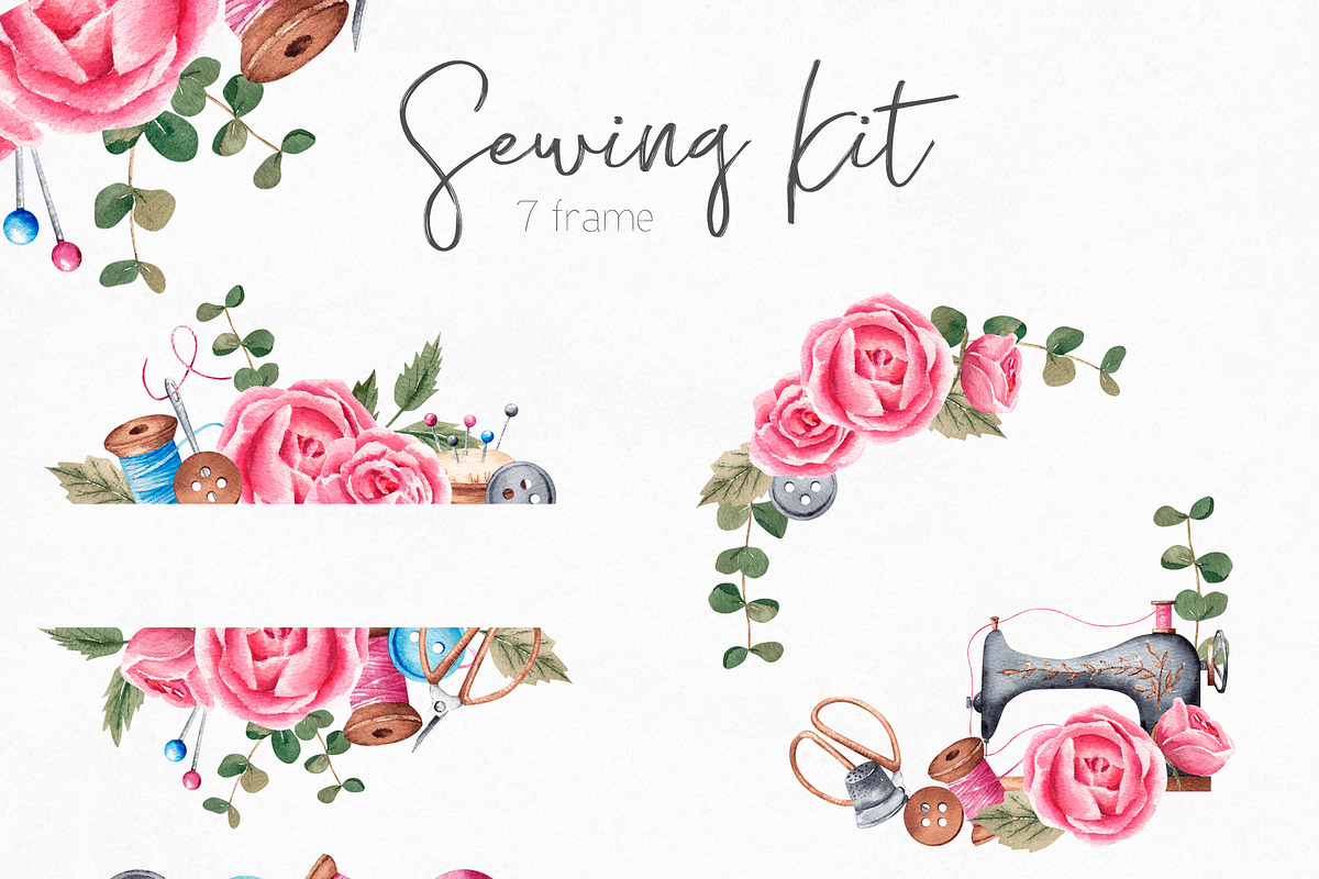 Watercolor Sewing Kit, a Work Illustration by YuliyaArtGarden (Photo 4 of 7)