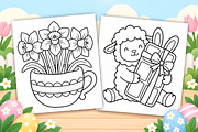 Happy Easter Coloring Pages Vol. 4, a Seasonal Illustration by Inkivelle Studio (Thumbnail 2 of 3)