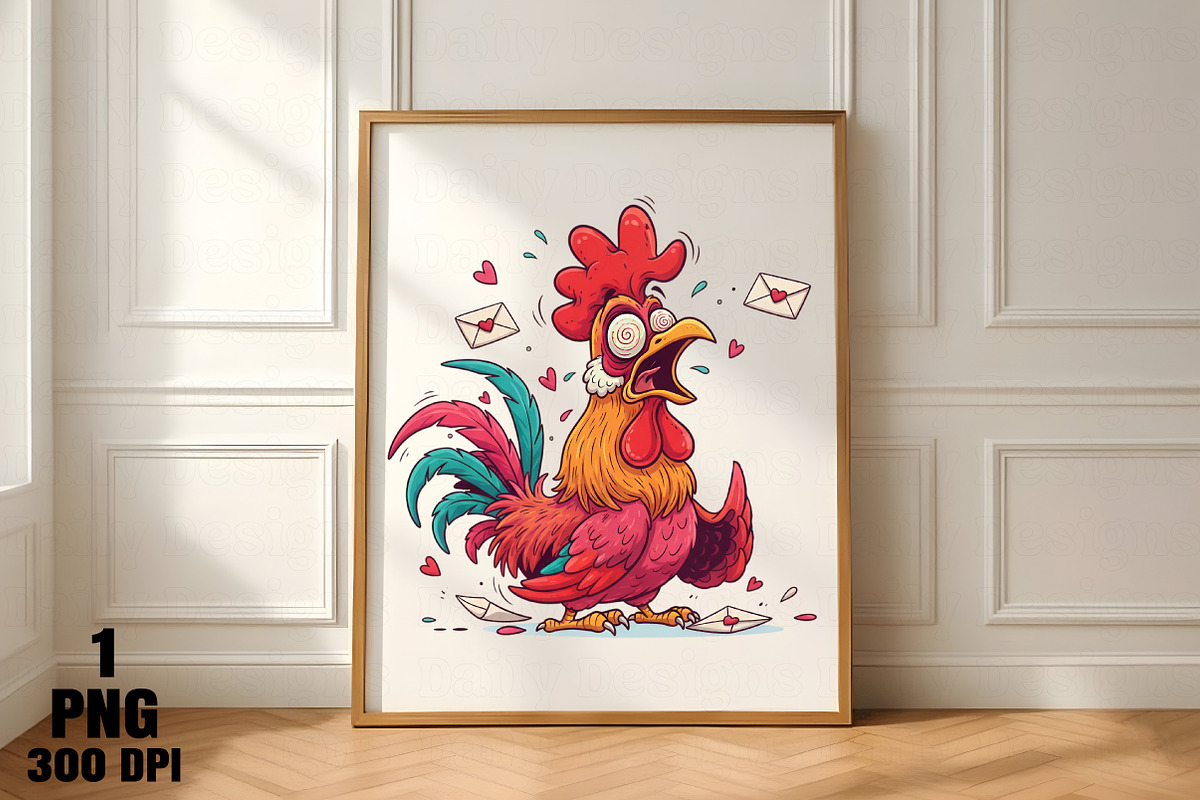 Crazy Valentine Rooster PNG, an Illustration by Daily.Designs (Photo 5 of 5)