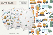 Cute Cars Kids Vector Patterns, a Pattern Graphic by Irina Ostapenko (Thumbnail 1 of 5)