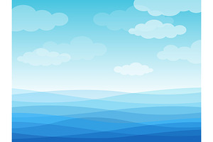 Abstract sea waves. Blue wavy ocean, a Texture Illustration by YummyBuum