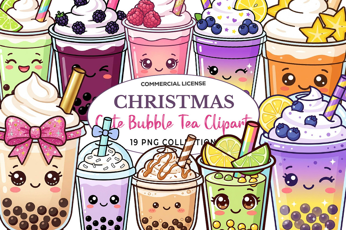 Cute Bubble Tea Clipart Bundle, a Food Illustration by fashionaddict (Photo 1 of 3)