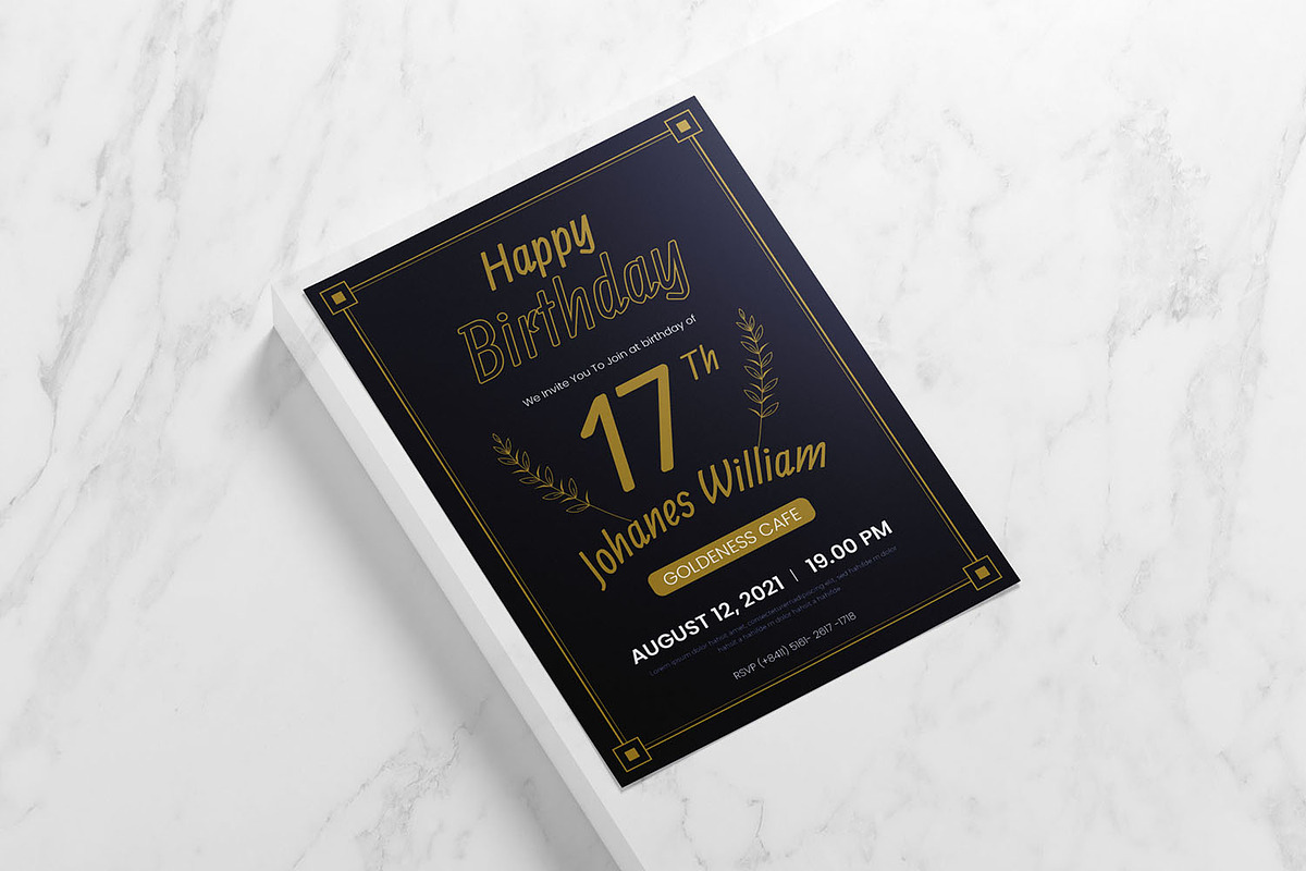 Legans Blue Birthday Invitation, an Invitation Template by Fannan Studio (Photo 2 of 3)
