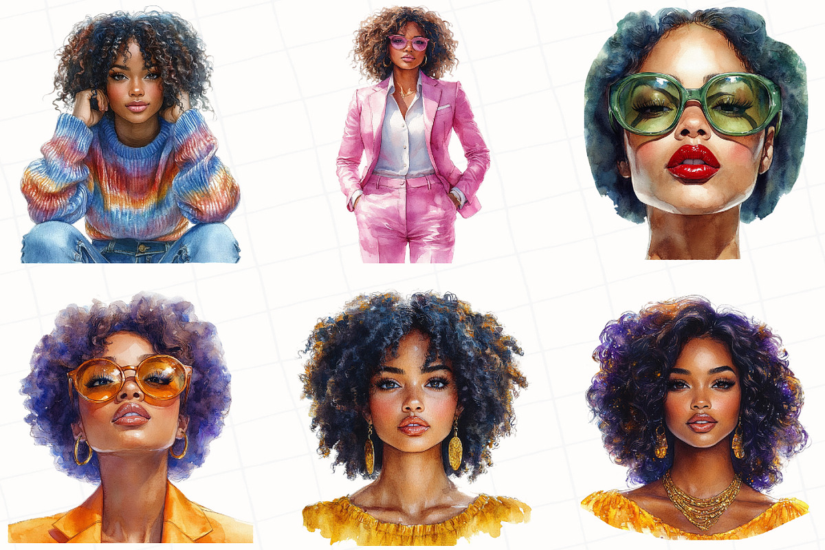 Black Afro Girl Clipart, an Illustration by OK Design (Photo 4 of 5)