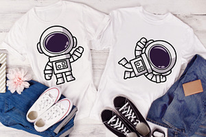 Cute Astronauts Cartoon Clipart