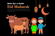 Eid Mubarak Greeting Card Design, a Seasonal Illustration by nandinigraphics (Thumbnail 2 of 3)
