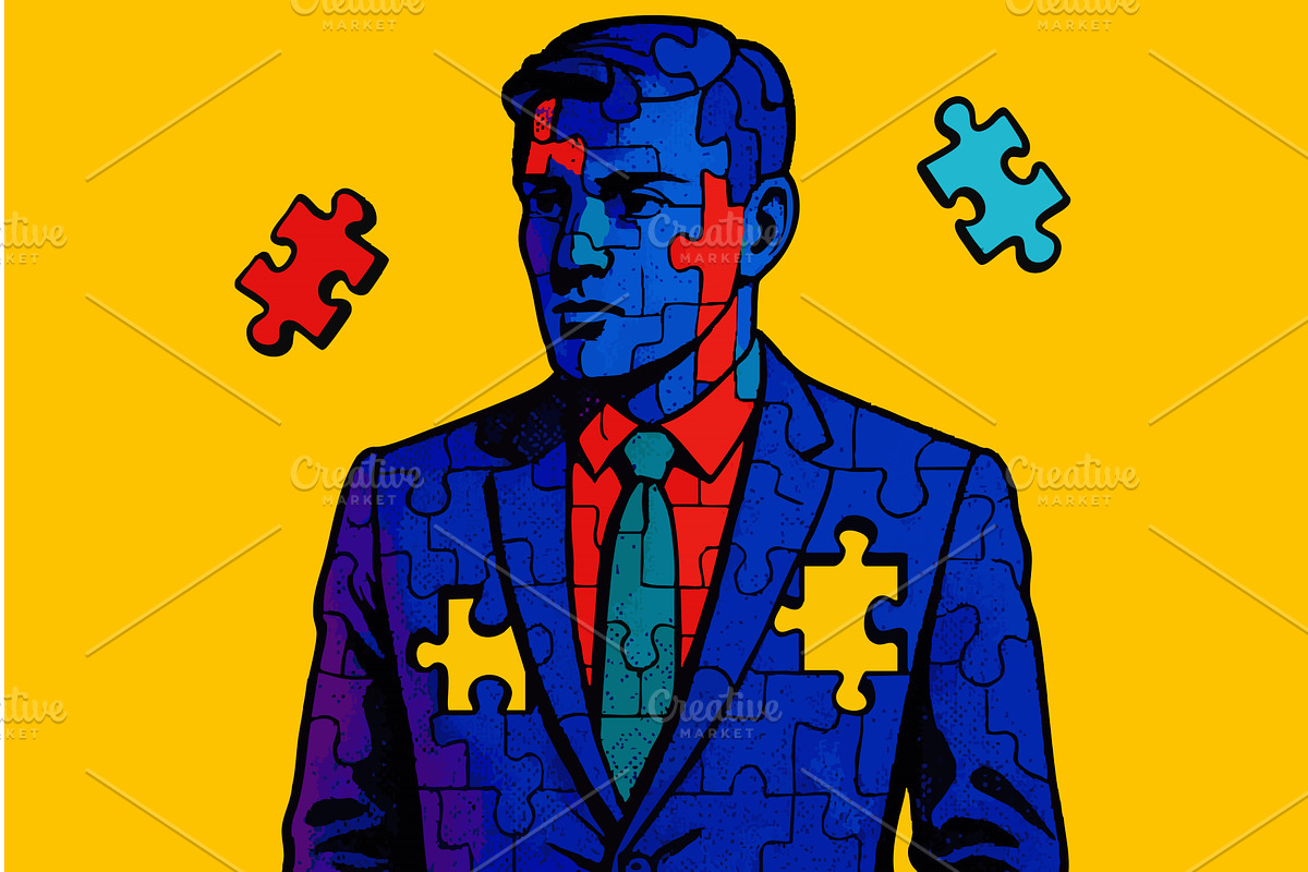 Businessman Puzzle Concept with, a Person Illustration by AlexArt