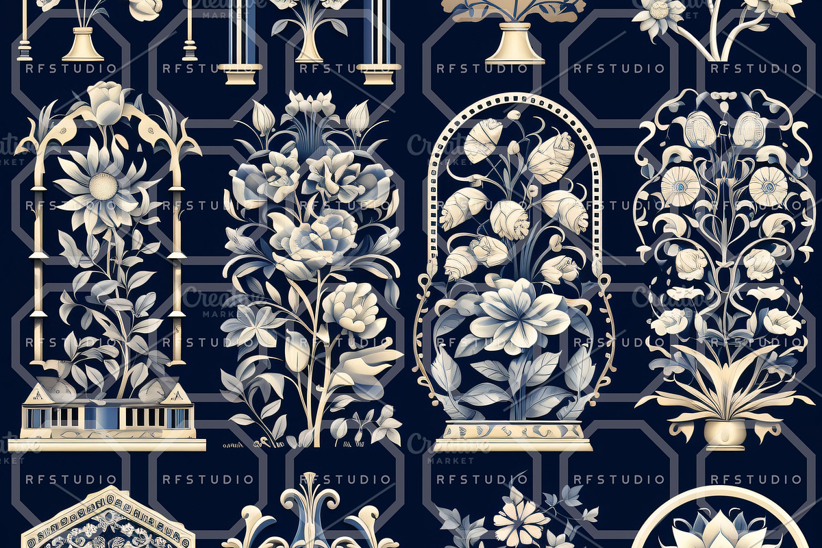 FUSION CHINOISERIE. Seamless Pack, a Texture Illustration by RefinedFantasyStudio (Photo 4 of 9)