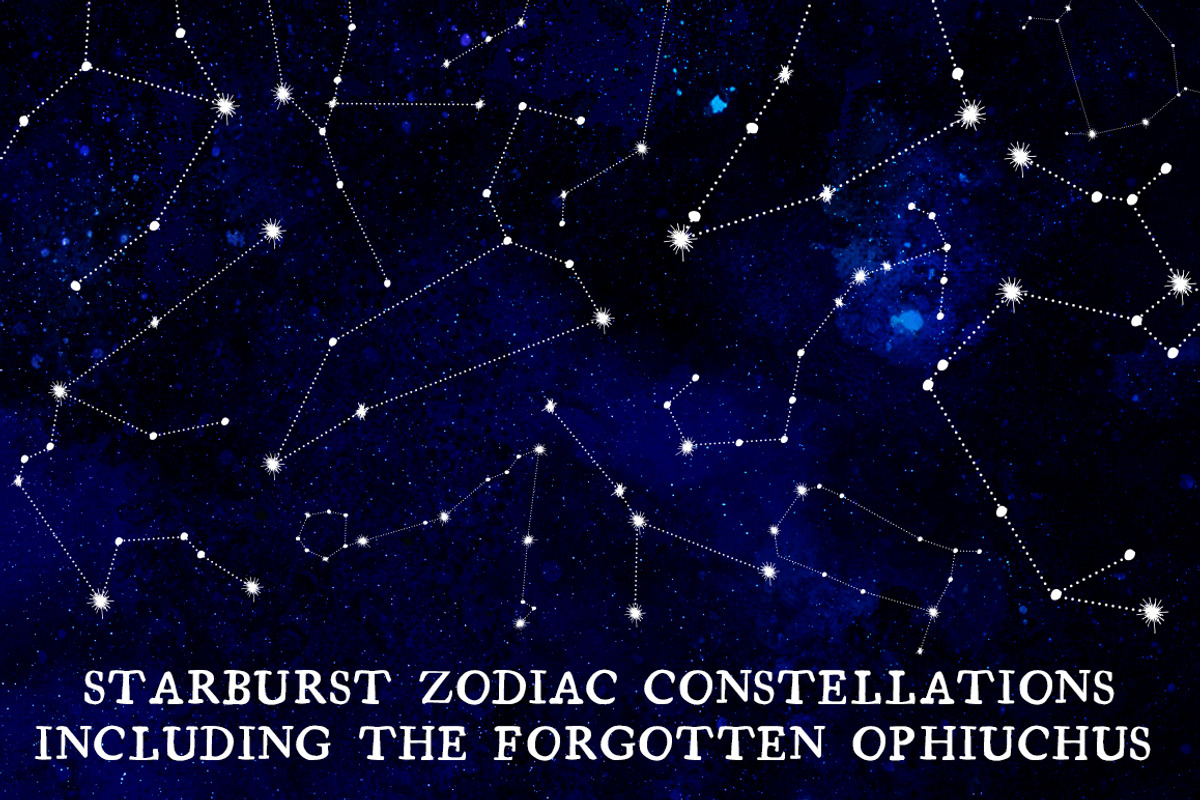 13 Starburst Zodiac Constellations, an Illustration by Cuppakeri