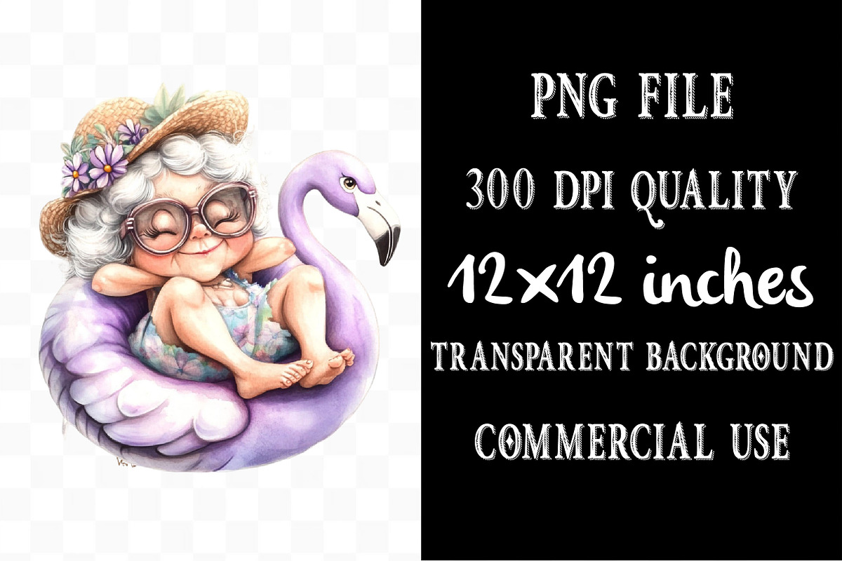 Summer Funny Grandma Clipart, a Person Illustration by Designking (Photo 4 of 5)