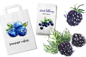 Berry Fusion Hand Drawn Watercolors