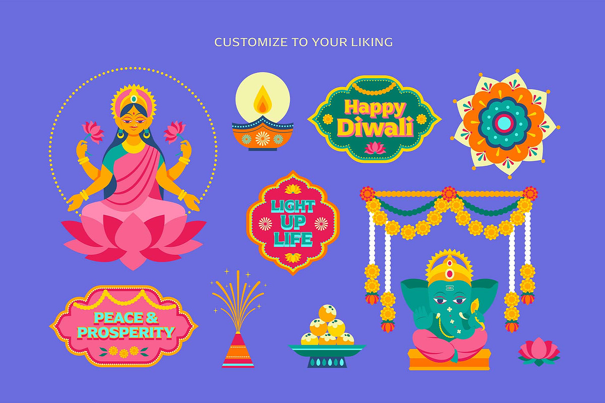 Diwali Stickers, an Object Illustration by DesignerCandies (Photo 4 of 5)