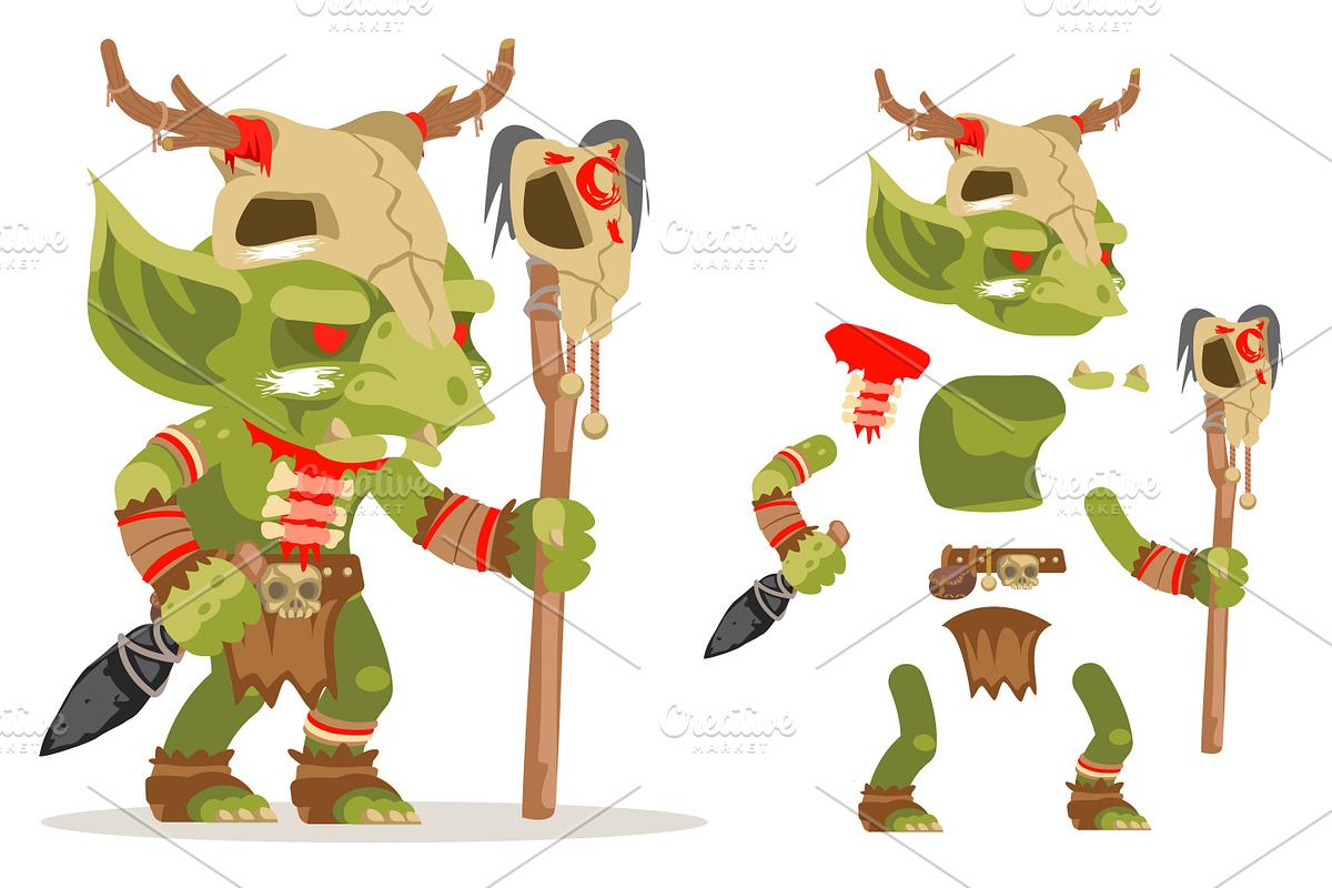 Shaman goblin RPG game character, an Illustration by Meiluns shop