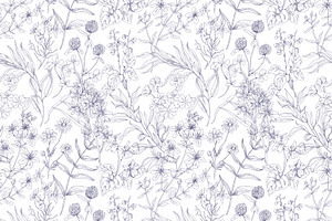 Wild Flowers Seamless Patterns