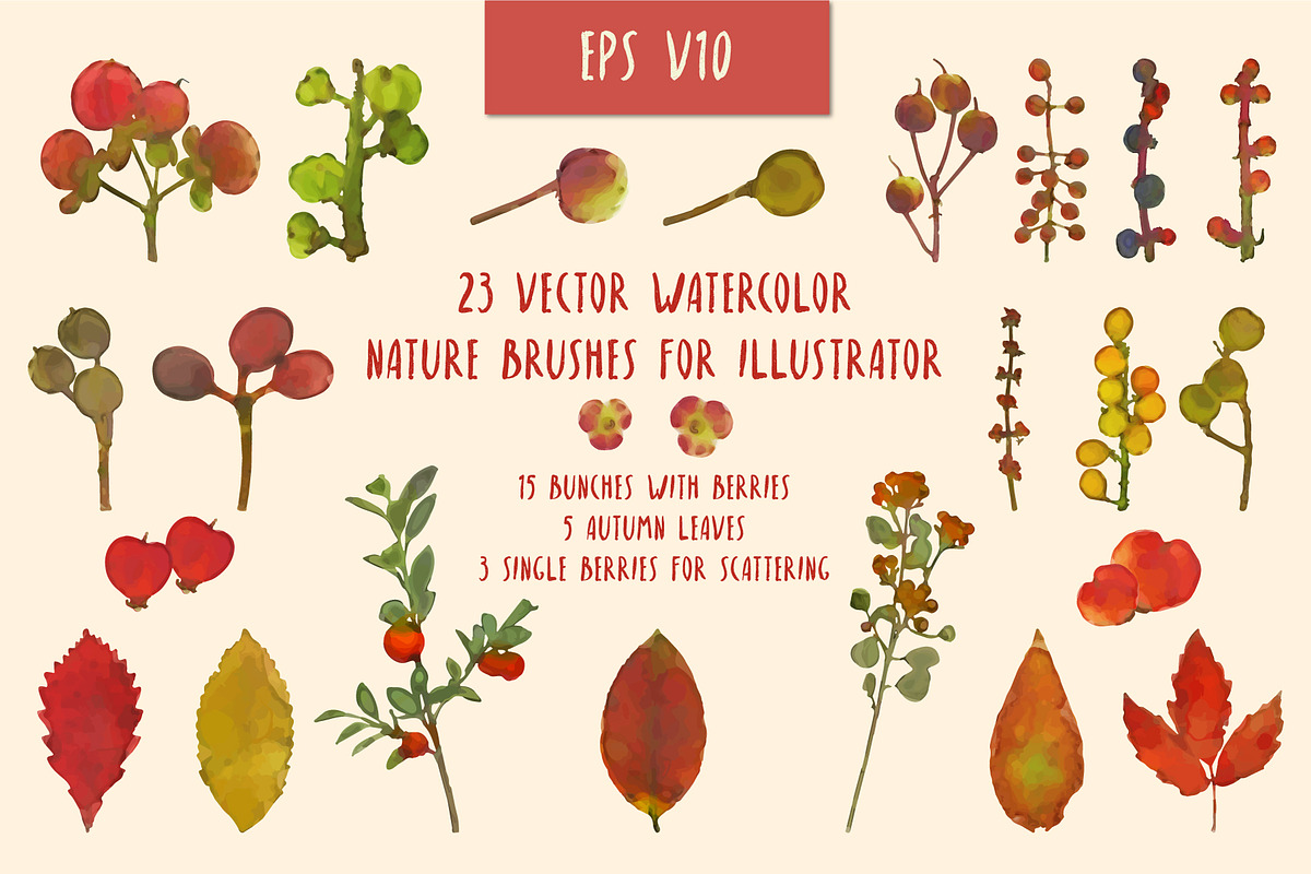 Vector watercolor brushes bundle, a Brush Add-On by SunArt (Photo 1 of 3)
