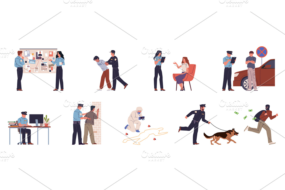 Police situations. Police officers, a Person Illustration by YummyBuum